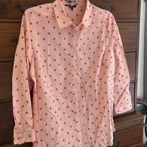 Women Pink Poke Dot Blouse Size 24 Plus (Ex condition)
